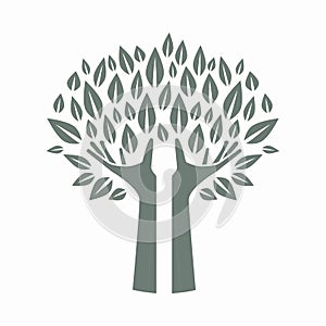 Tree from open hand illustration