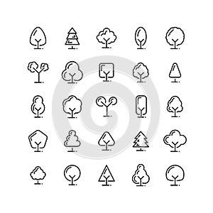 Tree outline icon set.