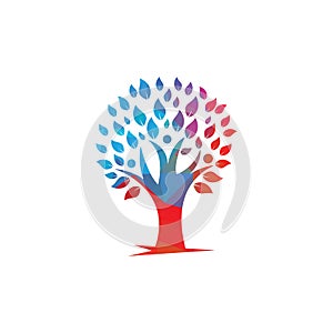 Tree people logo. Healthy people logo design.