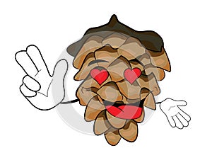 Tree pine cone cartoon character