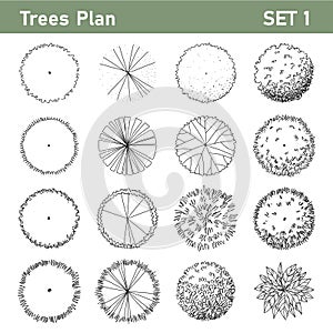 Tree plan top view for landscape set 1