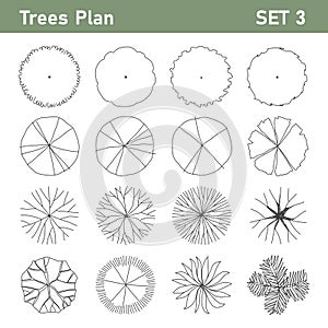 Tree plan top view for landscape set 1