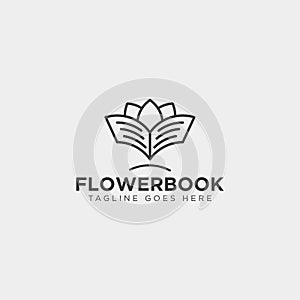 tree, plant and flower book education line logo template vector illustration icon element