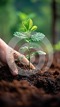 Tree planting initiative Young trees symbolizing ecological commitment and renewal