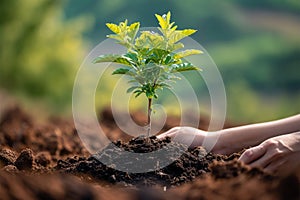 Tree planting initiative Young trees symbolizing ecological commitment and renewal