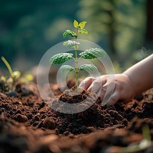 Tree planting initiative Young trees symbolizing ecological commitment and renewal