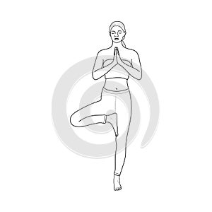 Tree Pose / Vrksasana. Vector
