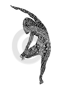 Tree Pose Yoga, Vriksasana yoga position posture, hand drawn vector