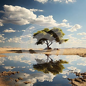 tree and reflection on watertree water