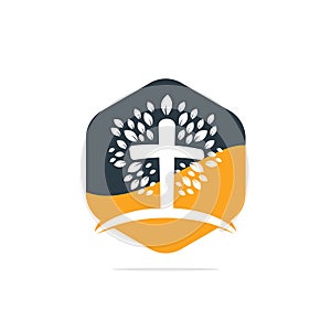 Tree religious cross symbol icon  design.