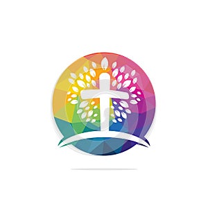 Tree religious cross symbol icon  design.