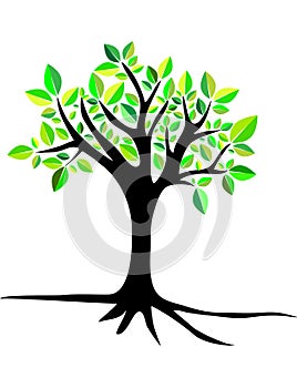 Tree with roots. greeny. logo