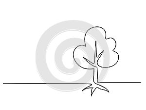 Tree with roots on white background