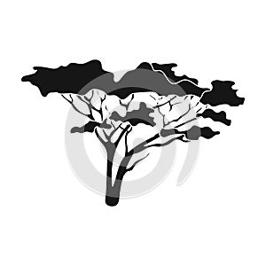 Tree in the savannah.African safari single icon in black style vector symbol stock illustration web.