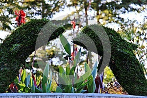 Tree Sculpture, Autumn, flower in Butchart Garden, Victoria, Vancouver Island, British Colombia, Canada