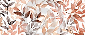 tree seasonal leaf orange background fall plant nature watercolor decoration autumn. Generative AI.