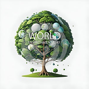 Tree shaped like the World map. Generative Ai