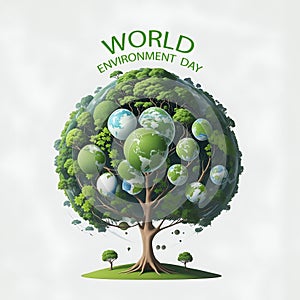 Tree shaped like the World map. Generative Ai