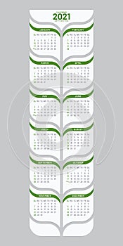 Tree Shaped Poster Calendar 2021 Design Sunday Start