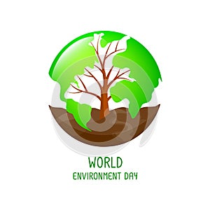 Tree shaped world map with soil.