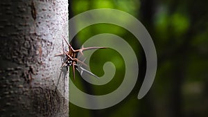 Tree with sharp spikes on trunk