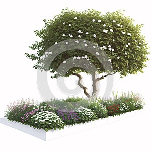 tree side view for landscape and architecture drawing, elements for environment and garden, and painting bota photo