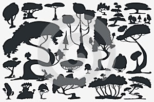 Tree Silhouette. Set of Trees. Vector Isolated Silhouette on White