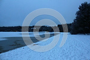 Snow covered land and tree