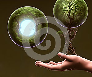 Tree in Sphere, Generative AI Illustration