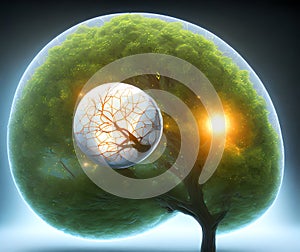 Tree in Sphere, Generative AI Illustration