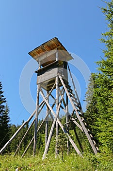 Tree stand or Deer stand on mountain for hunters
