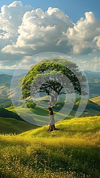 Tree standing tall in field