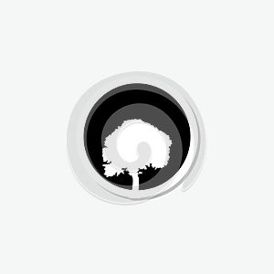 Tree sticker icon isolated on gray background