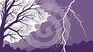 Tree Struck by Lightning Vector for Power Resilience, vector design Generative AI