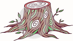 Tree Stump Illustration Graphic, vector design Generative AI photo