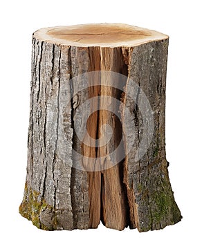 Tree stump isolated on white background.