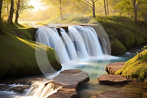 Tree stumps in water Use a slower shutter speed made with generative ai