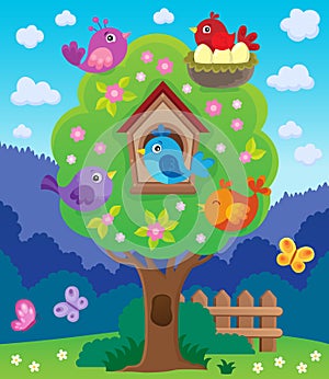 Tree with stylized birds theme image 4