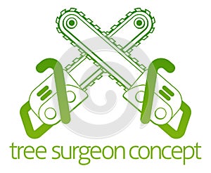 Tree Surgeon Axe Cainsaw Concept photo
