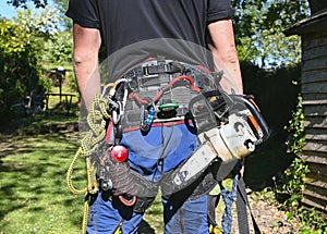 Tree Surgeon safety harness and tools