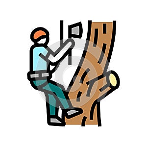 tree surgery landscape color icon vector illustration