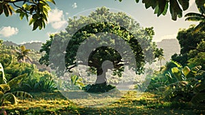 The tree is surrounded by a lush and vibrant landscape reflecting the potential for a fruitful and fulfilling life photo