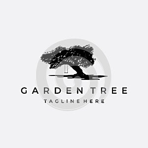 Tree with a Swing Logo Design Vector Illustration