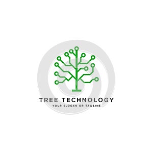 Tree technology logo design vector