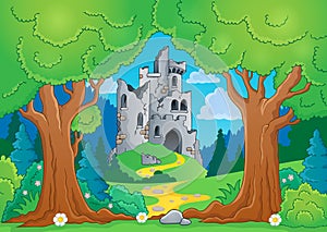 Tree theme with castle ruins