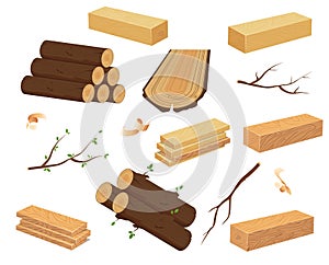 Timber wood set.