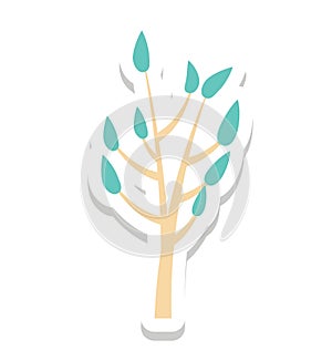 Tree, Twig Color Isolated Vector Icon
