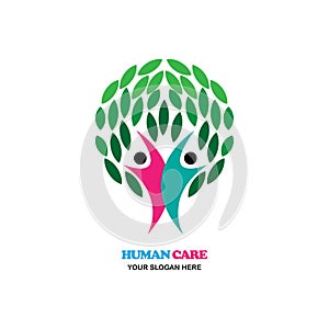 tree and two humans icon logo