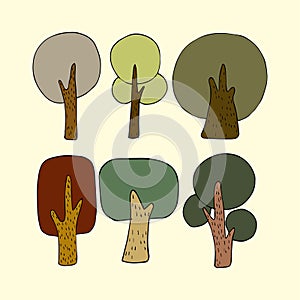 Tree Vector Hand drawn, Vector illustration sorts and design