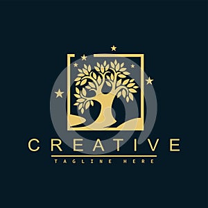Tree vector icon. Nature tree vector illustration of logo design